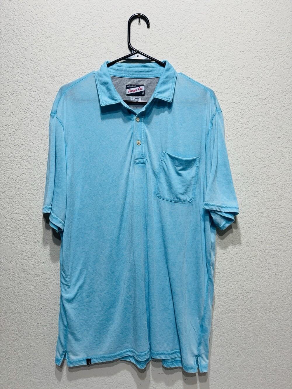Johnie O Hang Out Polo Sheer Distressed Turquoise XL